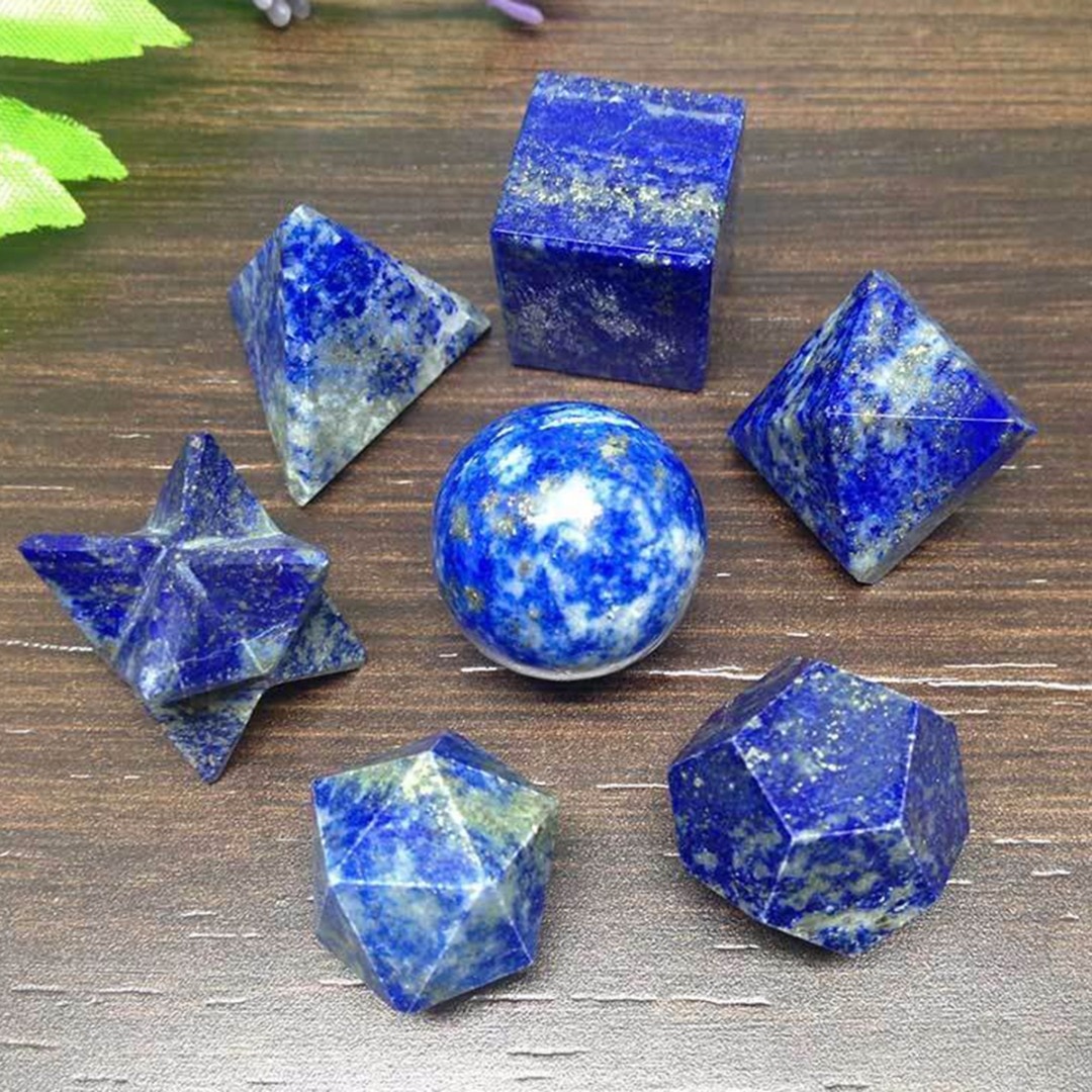 7pcs Lapis Lazuli Platonic Solids  Ʈ Chakra..